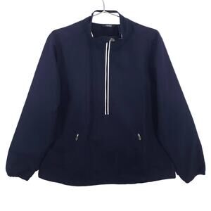 Vintage IZOD Jacket Womens Size L Navy Blue Long Sleeve 1/4 Zip Mock Neck Top